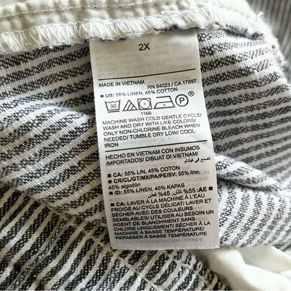 Old Navy Pinstriped Minimalist Linen Cropped Pull On Elastic Waist Trousers 2X - Picture 8 of 8